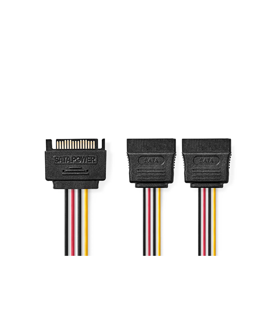 Internal Power cable SATA 15Pin Male 2x SATA 15Pin Female Gold Plated